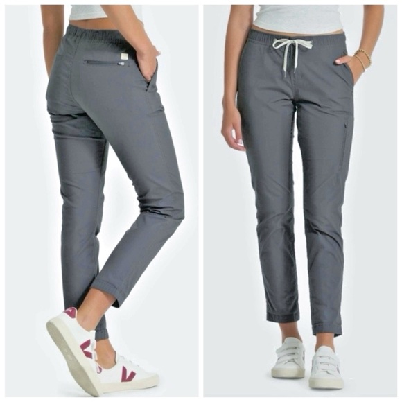 Vuori Blue Gray Ripstop Organic Cotton Women’s Drawstring Performance Pants Sz L - Picture 1 of 10